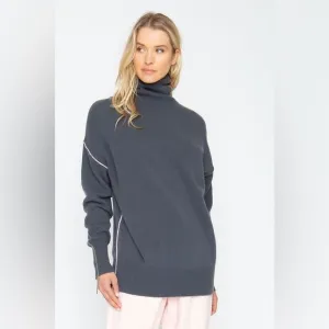 💥 Sandrine Rose Gray Turtleneck Sweater