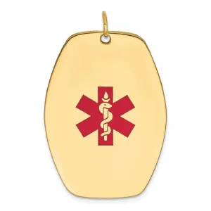 14k Yellow Gold Medical Alert ID Charm Pendant
