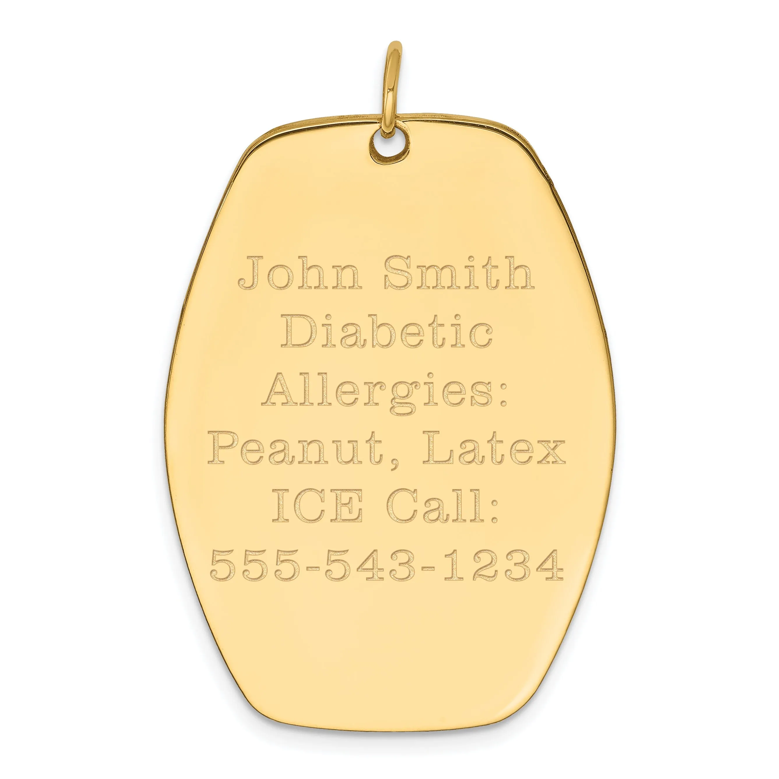 14k Yellow Gold Medical Alert ID Charm Pendant