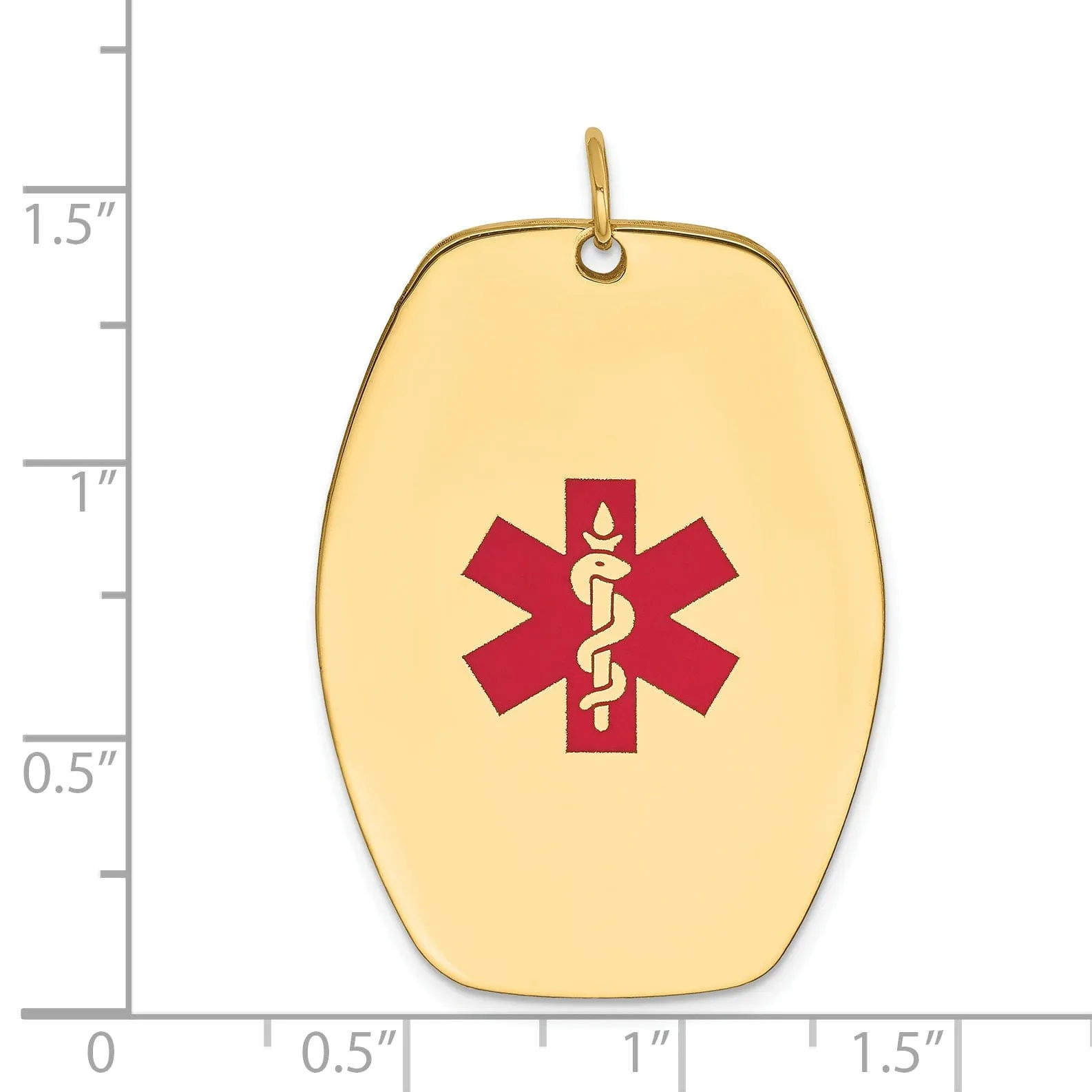 14k Yellow Gold Medical Alert ID Charm Pendant
