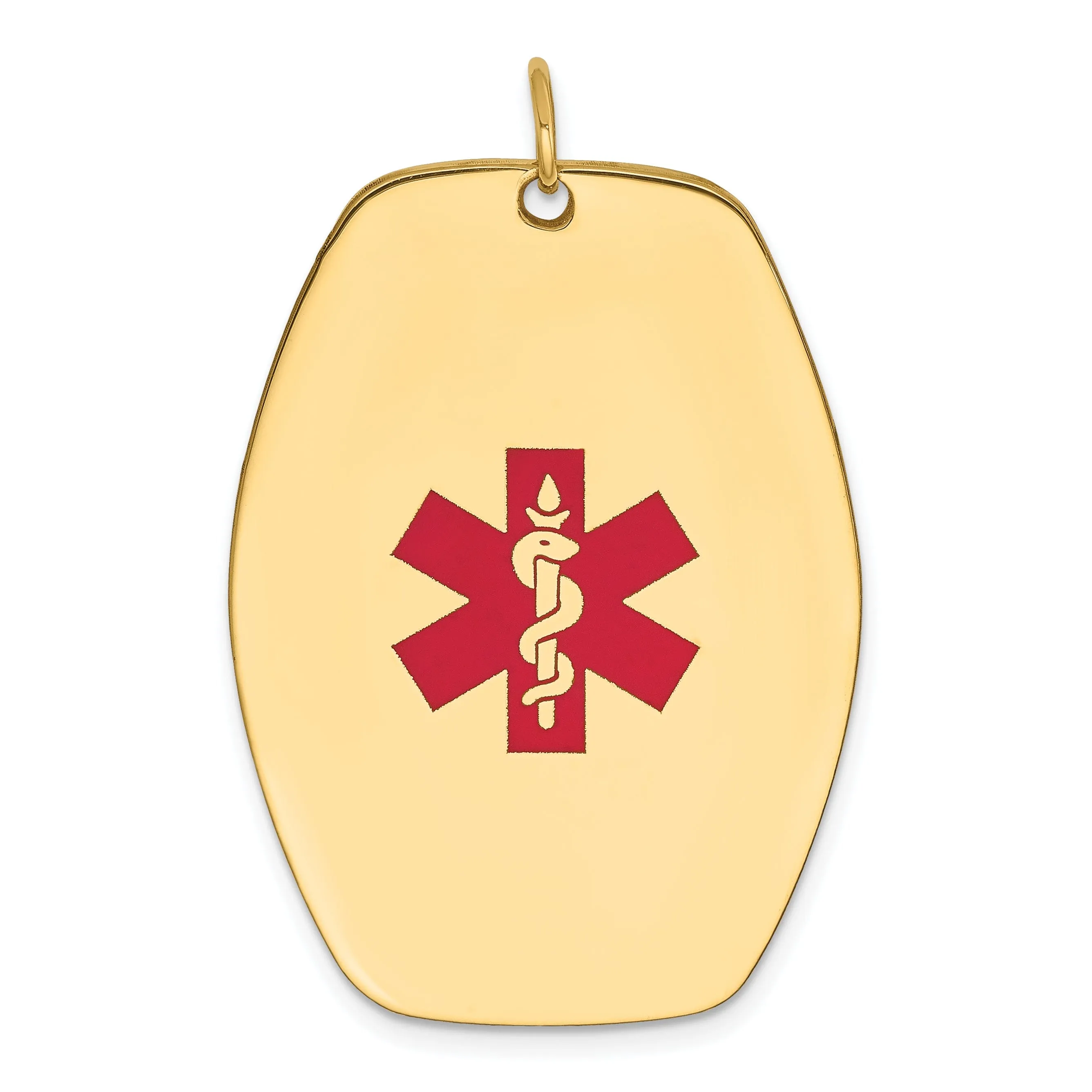 14k Yellow Gold Medical Alert ID Charm Pendant