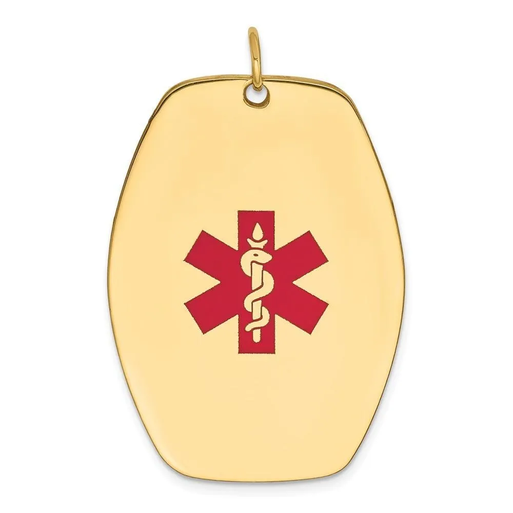 14k Yellow Gold Medical Alert ID Charm Pendant