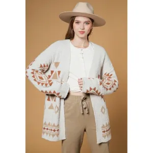 Aztec graphic knit soft cozy sweater cardigan