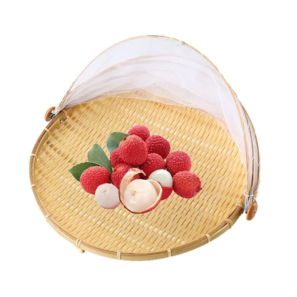 Bamboo Net Cover Picnic Food Tray