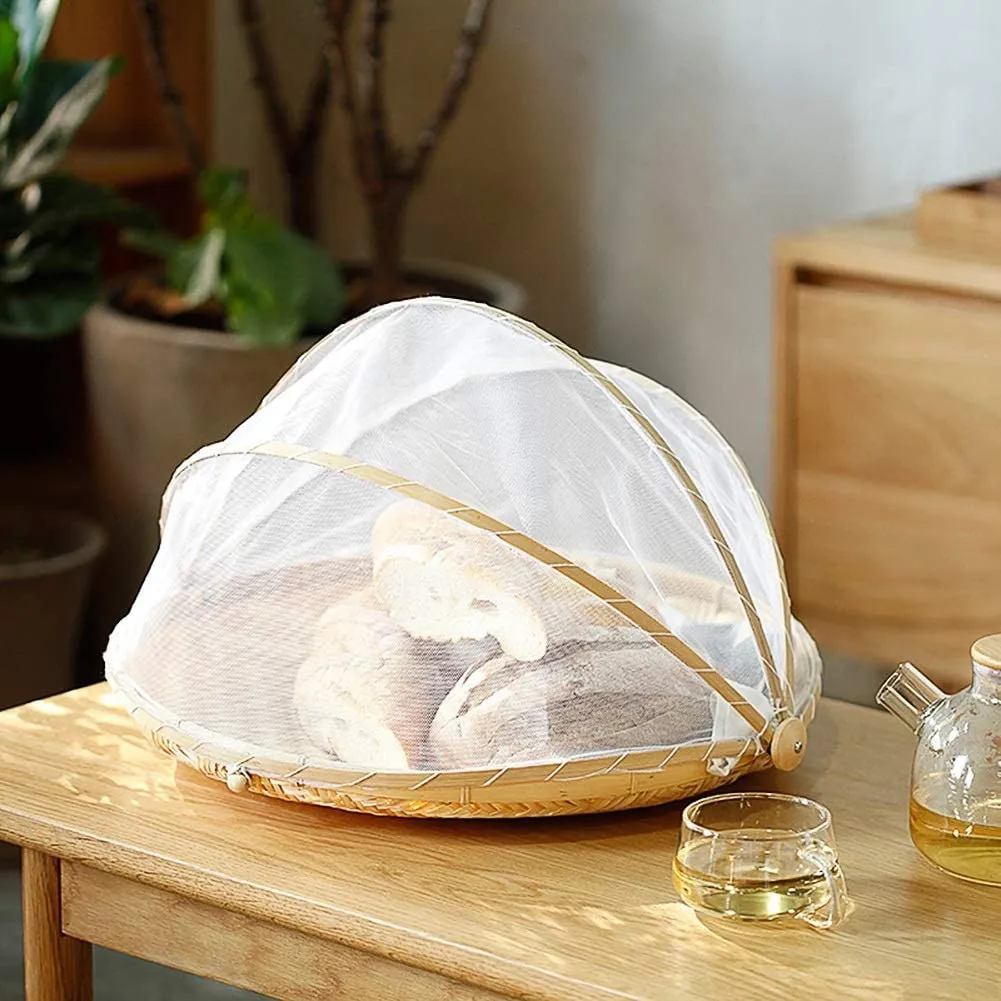 Bamboo Net Cover Picnic Food Tray