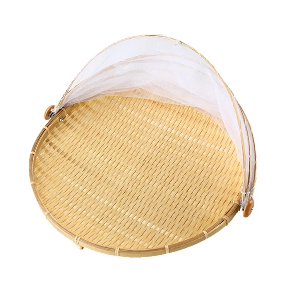 Bamboo Net Cover Picnic Food Tray
