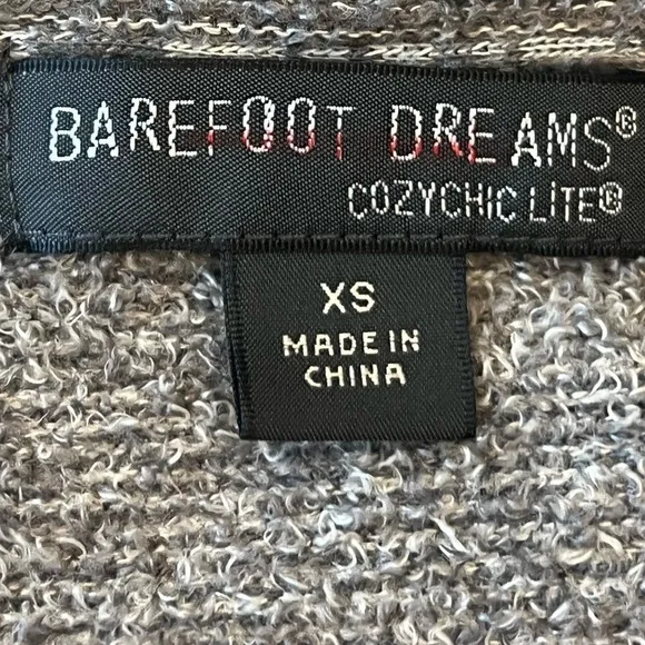 Barefoot Dreams Cozy Chic Lite gray hooded cardigan sweater size extra small