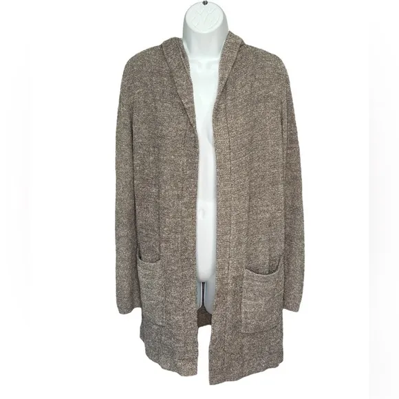 Barefoot Dreams Cozy Chic Lite gray hooded cardigan sweater size extra small