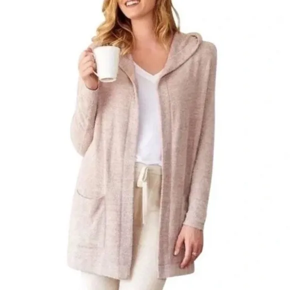 Barefoot Dreams Cozy Chic Lite gray hooded cardigan sweater size extra small