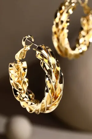 Brass Twisted Wire Hoop Earrings