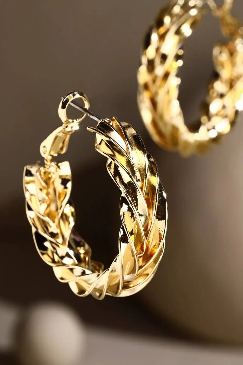 Brass Twisted Wire Hoop Earrings