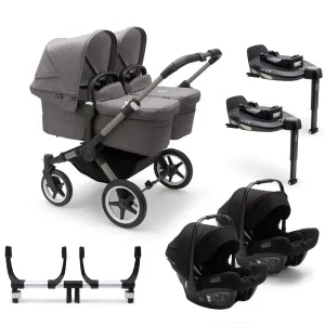 Bugaboo Donkey 5 Twin Complete Turtle Travel System in Grey Mélange