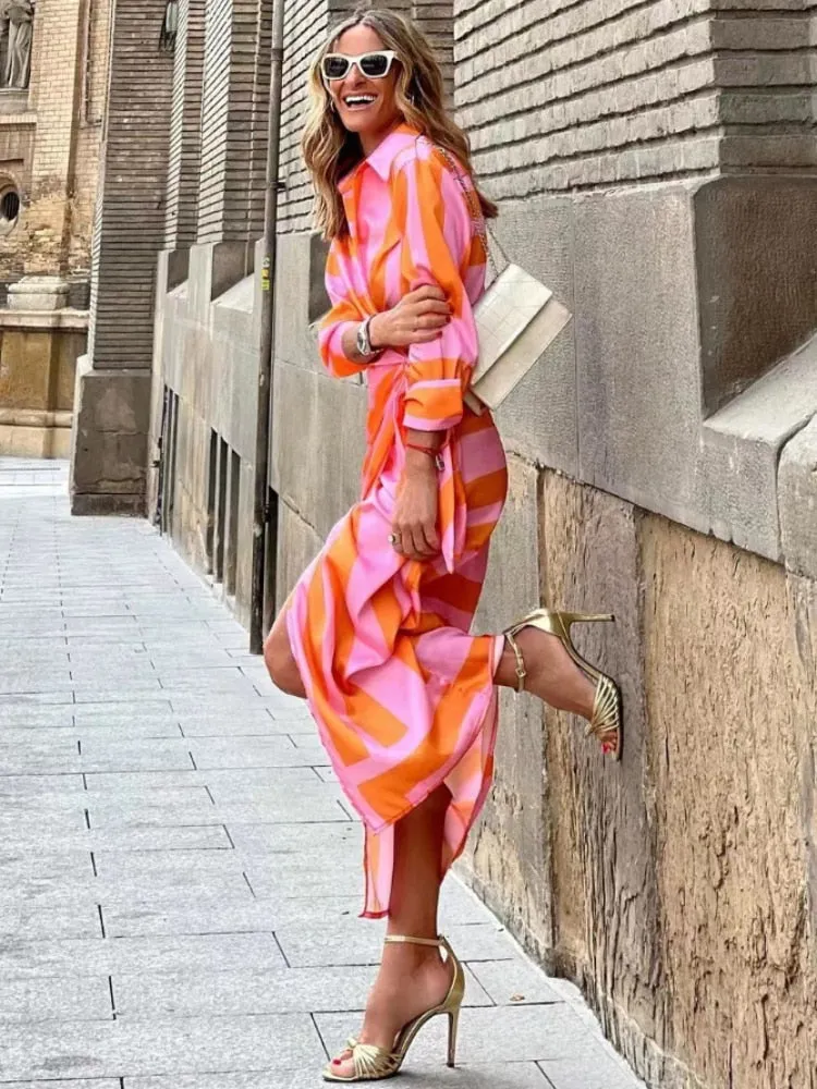 Camille | Striped Luxe Shirt Dress