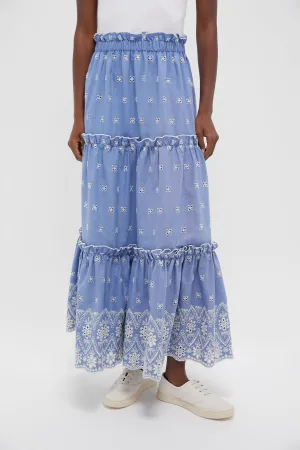 Chambray Embroidered Prado Skirt