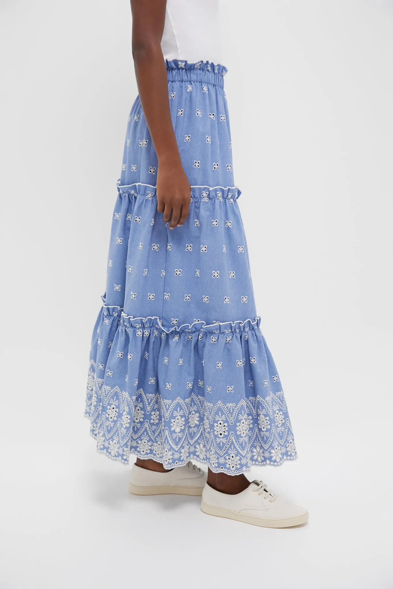 Chambray Embroidered Prado Skirt