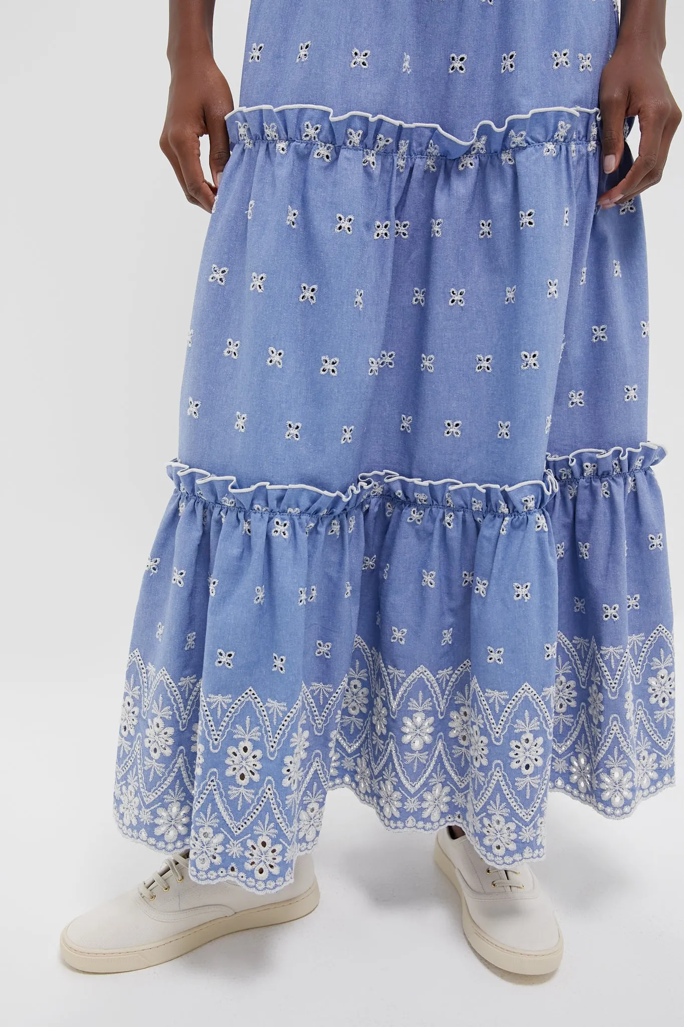 Chambray Embroidered Prado Skirt
