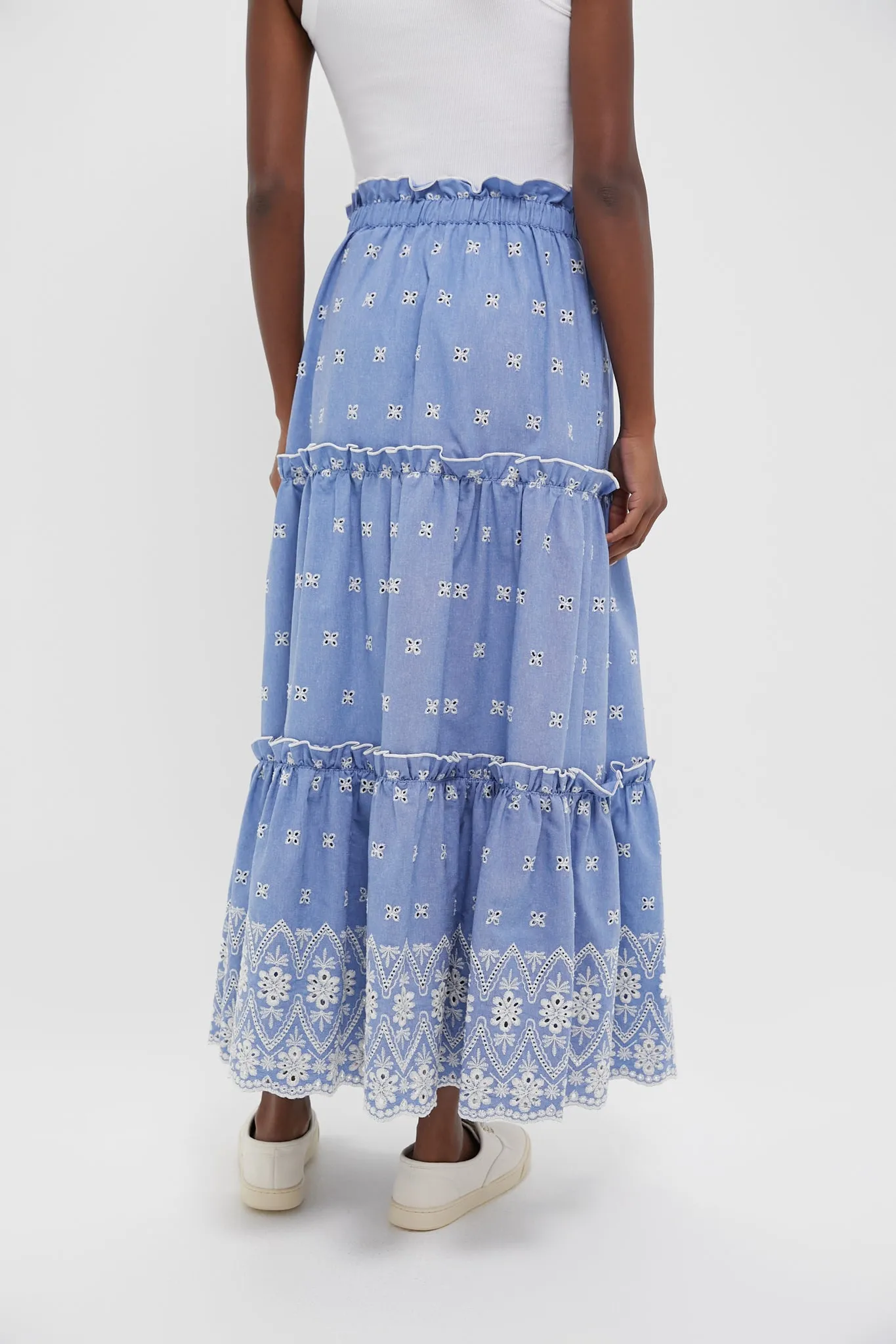 Chambray Embroidered Prado Skirt
