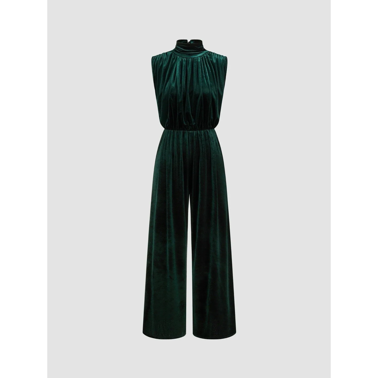 Cider Women's Green Velvet Wide-Leg Jumpsuit - Size Small