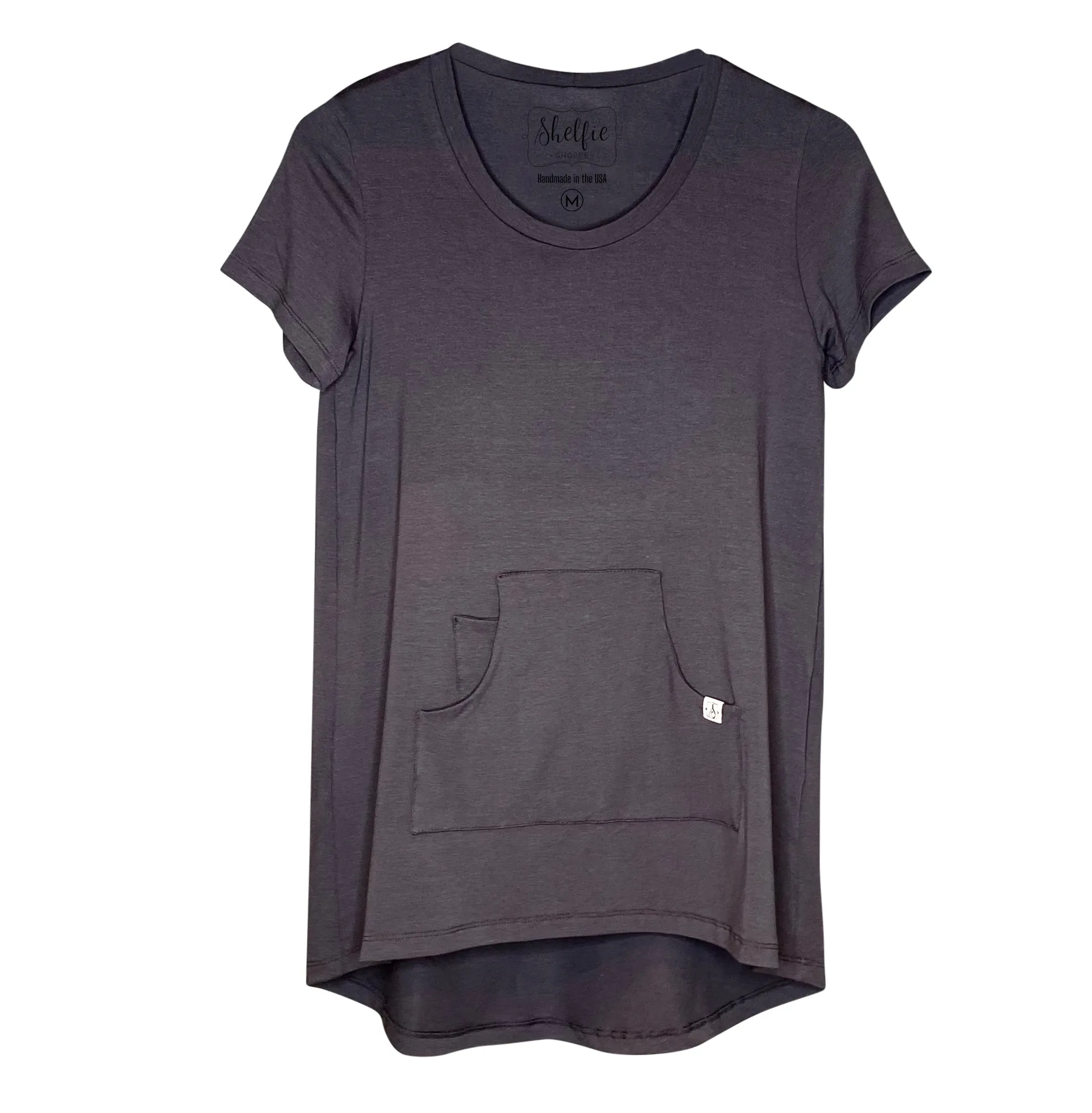 Clearance! The Kangaroo Pocket Hi-Low Top with Built in Shelf Bra