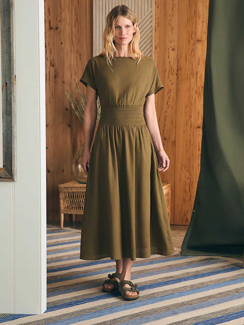 Coast To Coast Midi Dress - Military Olive