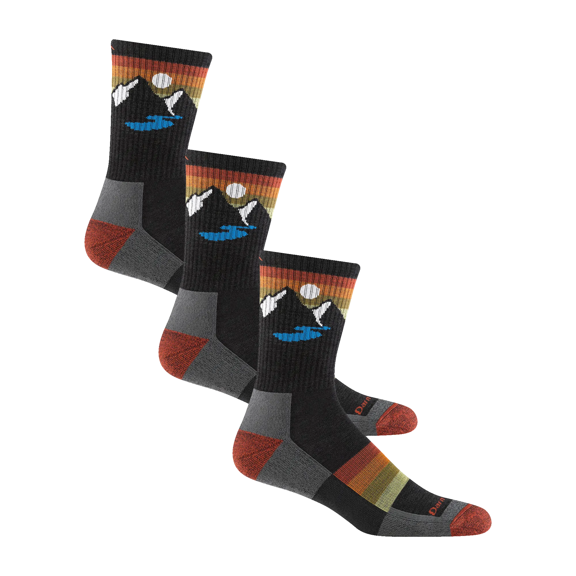 Darn Tough Mens Sunset Ridge Micro Crew Lightweight Hiking 3-Pack Socks