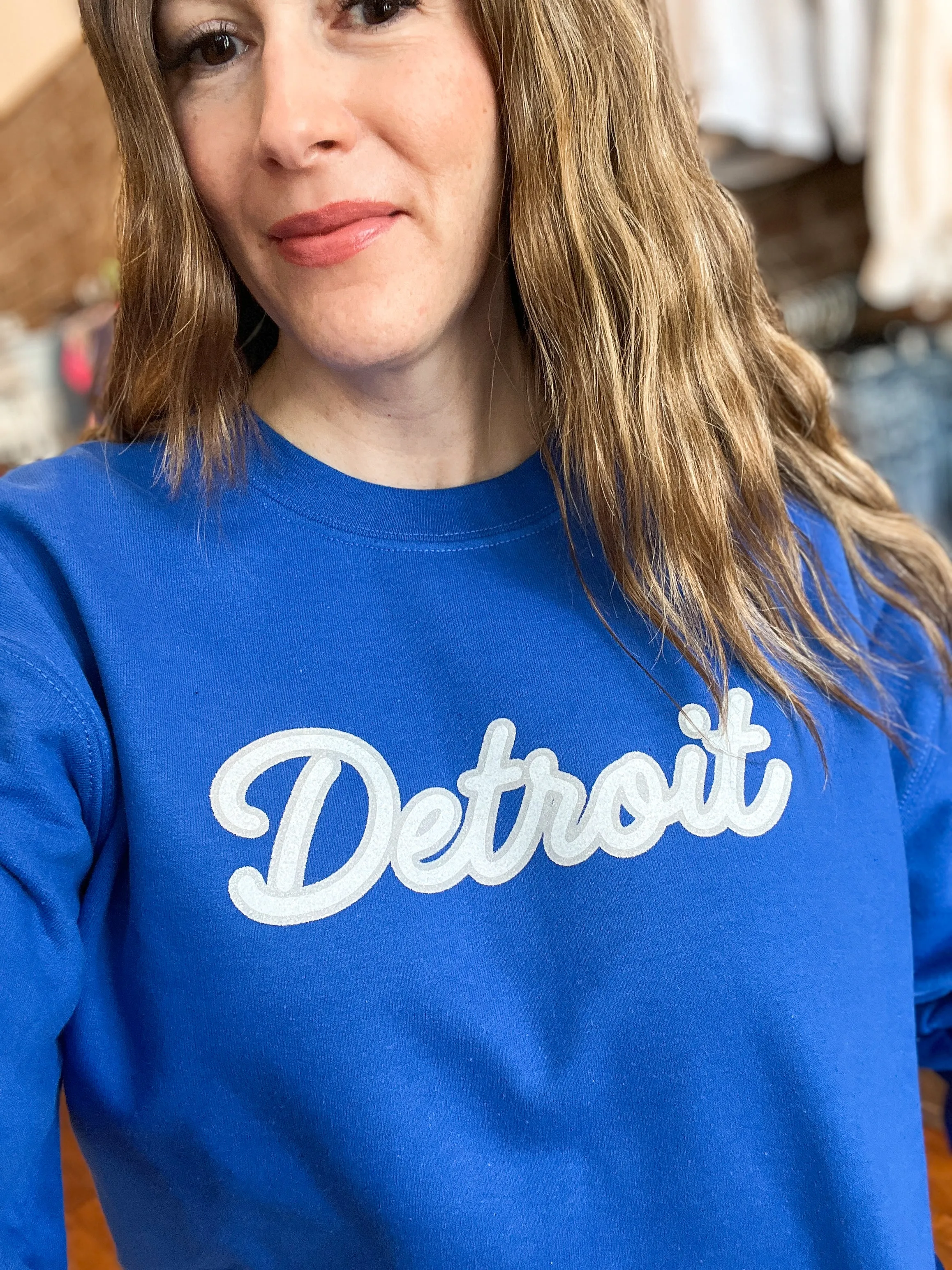 Detroit Glitter Crewneck Sweatshirt