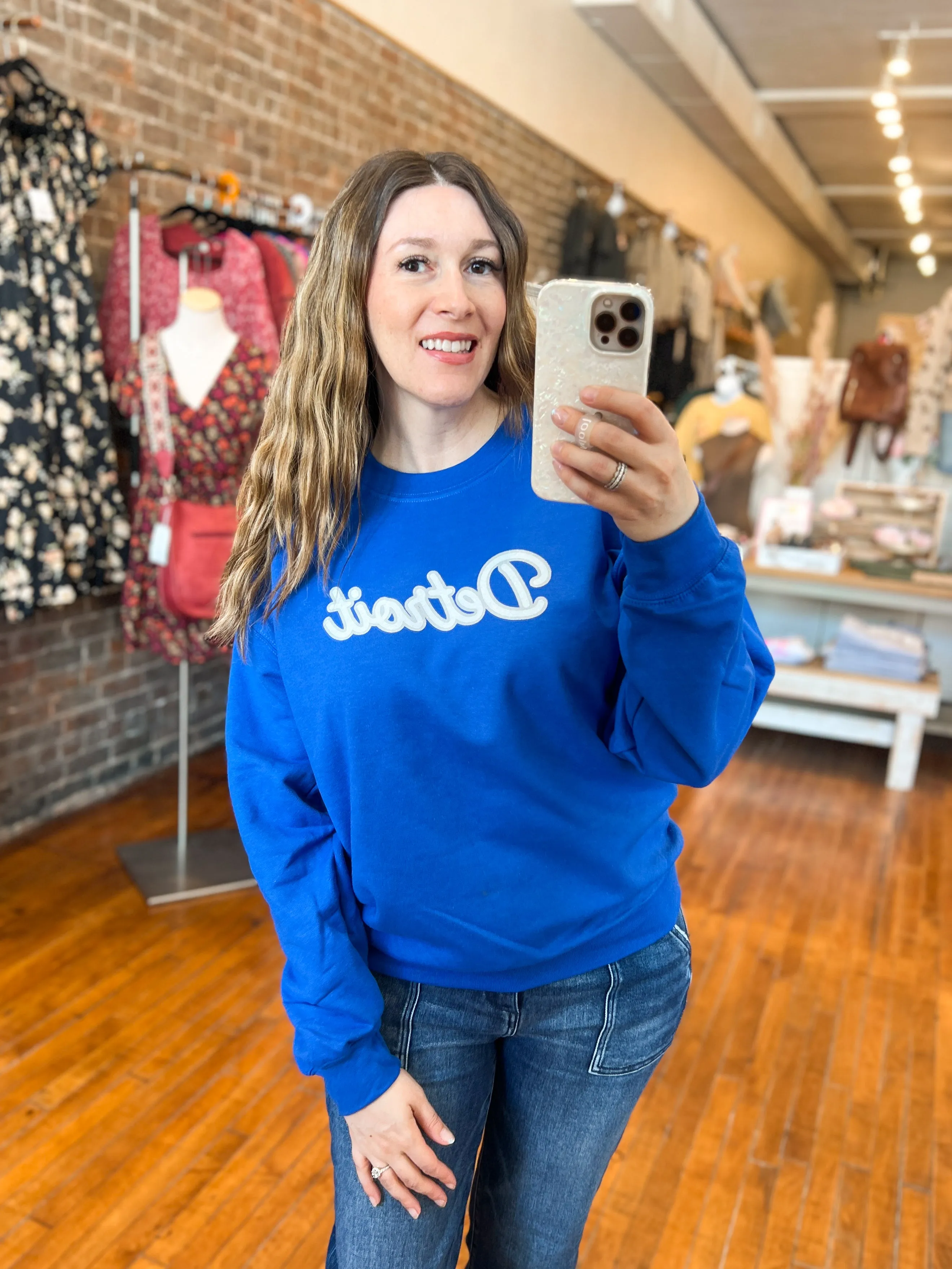 Detroit Glitter Crewneck Sweatshirt