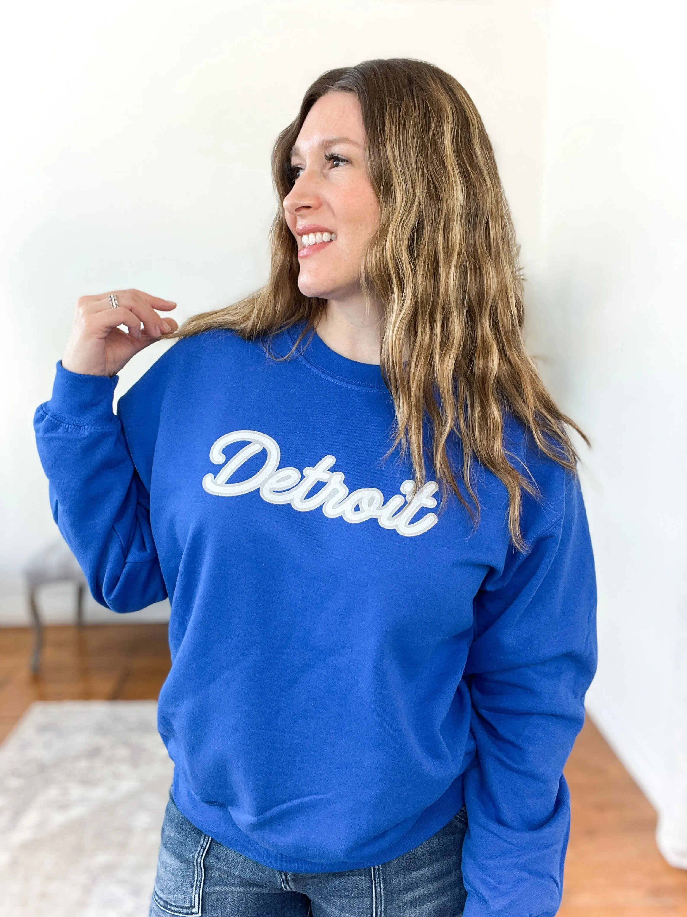 Detroit Glitter Crewneck Sweatshirt