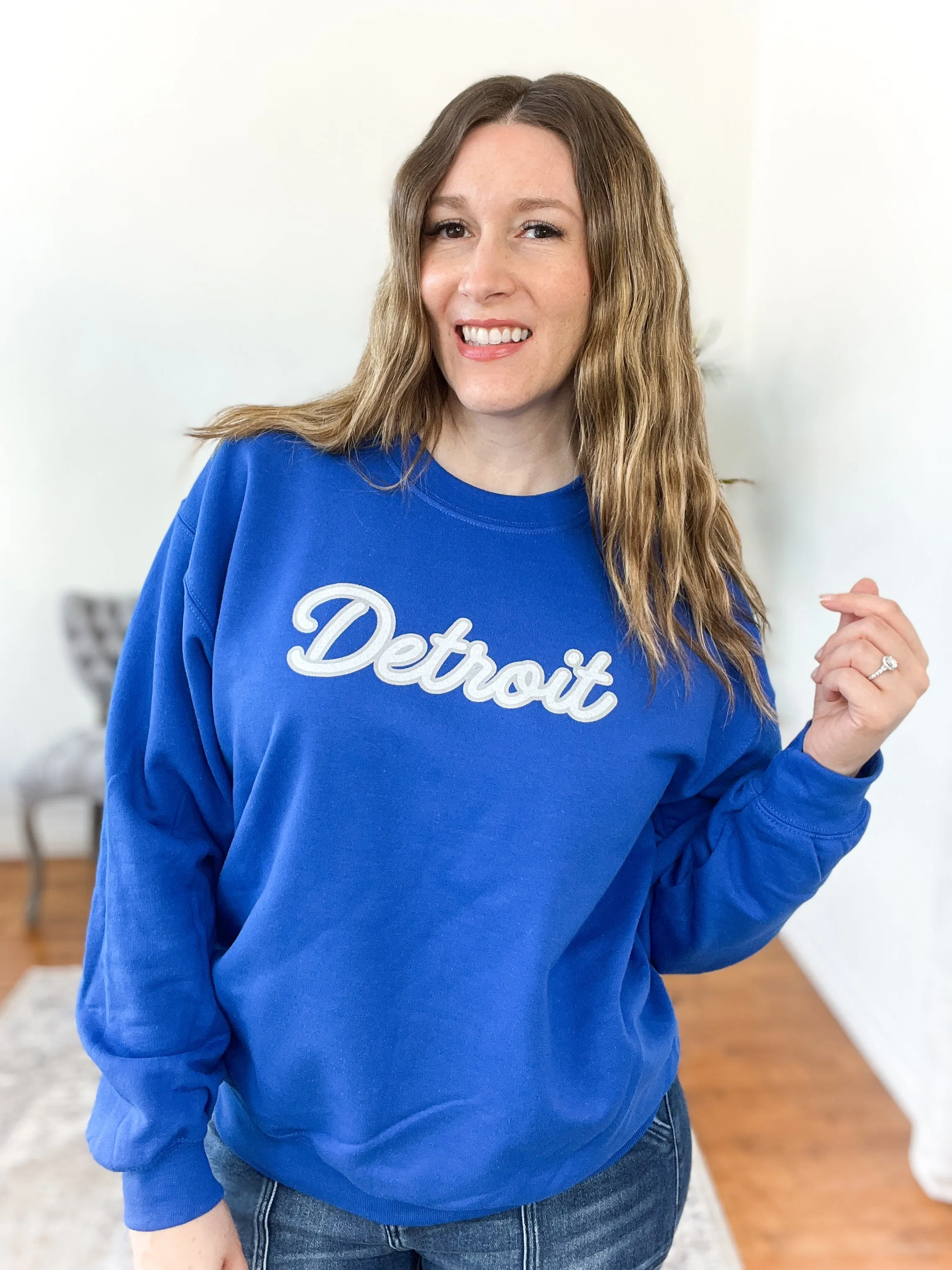 Detroit Glitter Crewneck Sweatshirt
