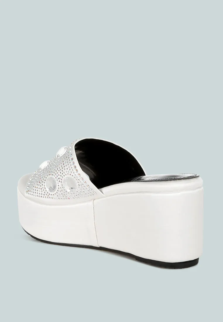 Diamante & Rhinestone Flatform Sandals by RUW