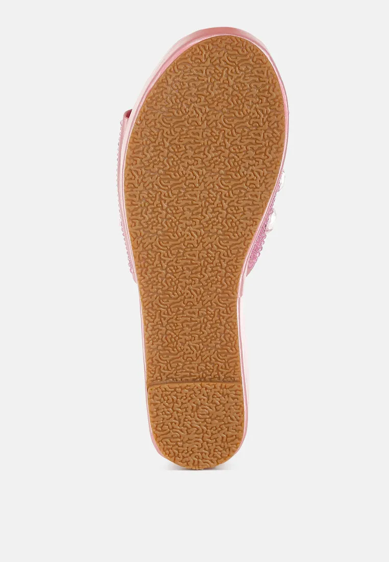 Diamante & Rhinestone Flatform Sandals by RUW