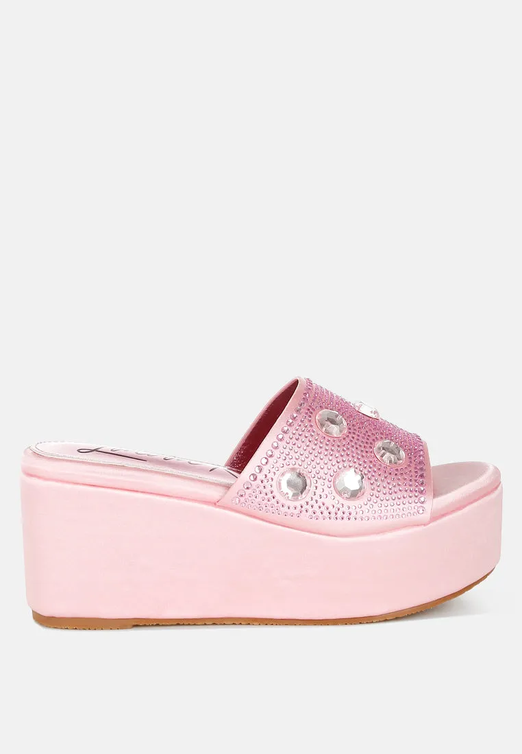 Diamante & Rhinestone Flatform Sandals by RUW