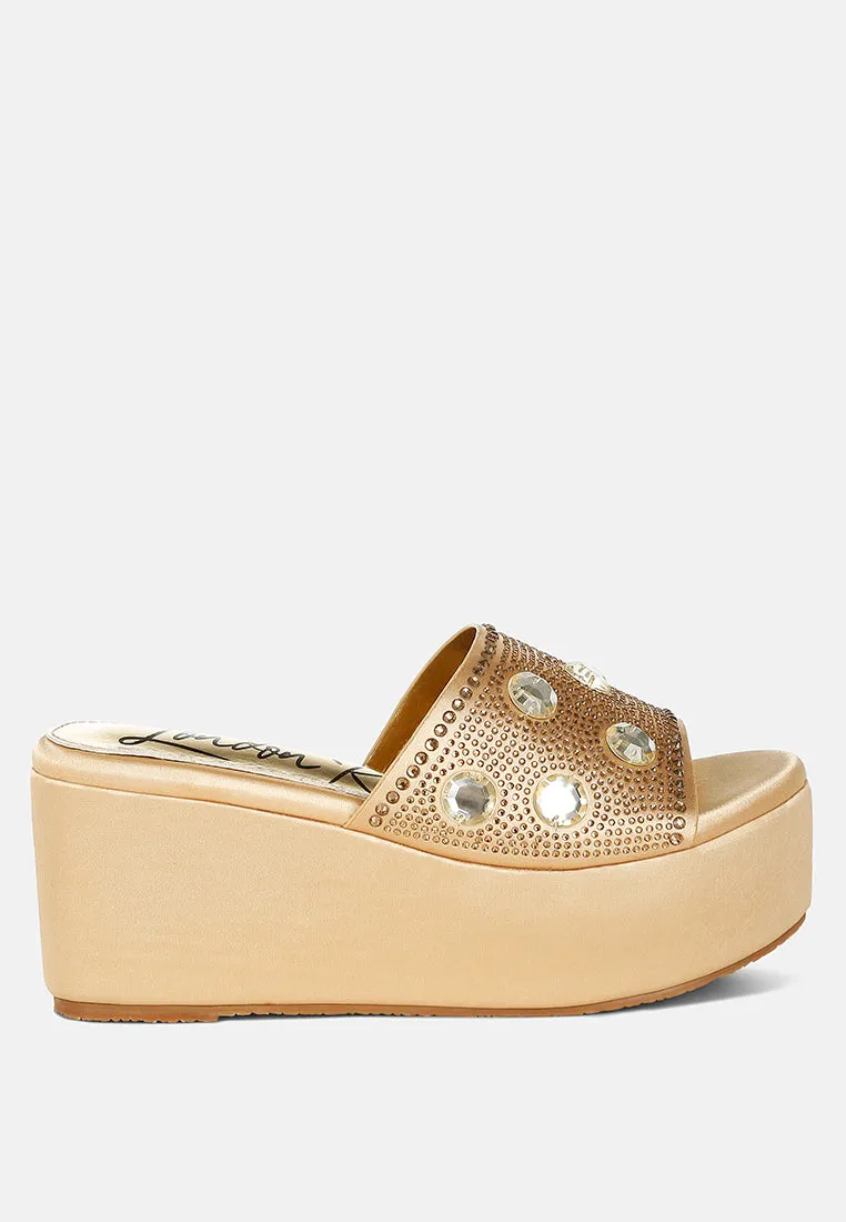 Diamante & Rhinestone Flatform Sandals by RUW