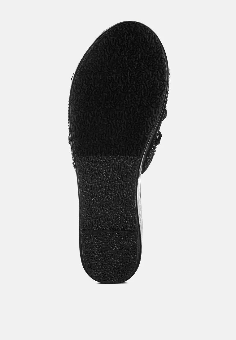 Diamante & Rhinestone Flatform Sandals by RUW