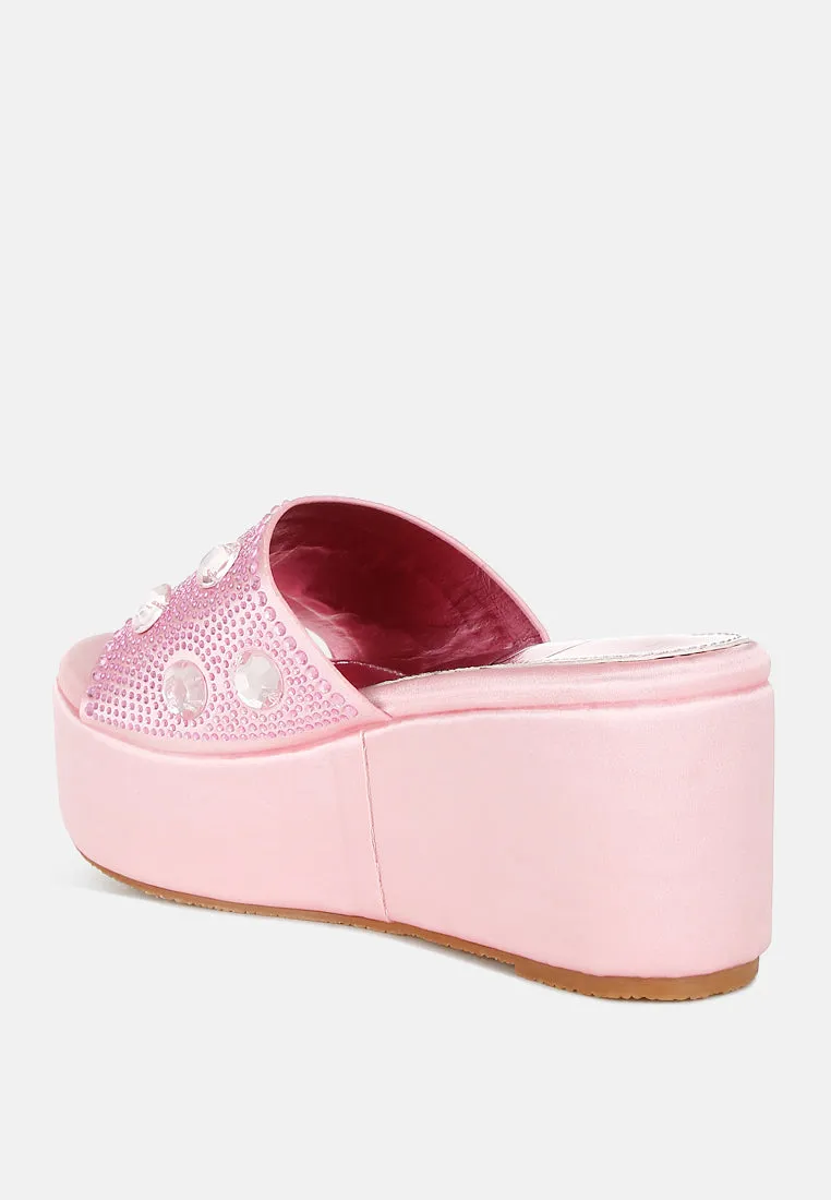 Diamante & Rhinestone Flatform Sandals by RUW