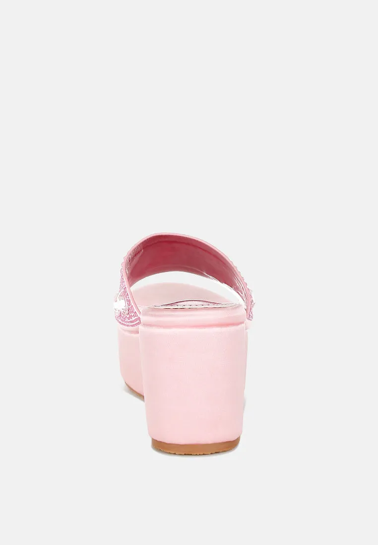 Diamante & Rhinestone Flatform Sandals by RUW