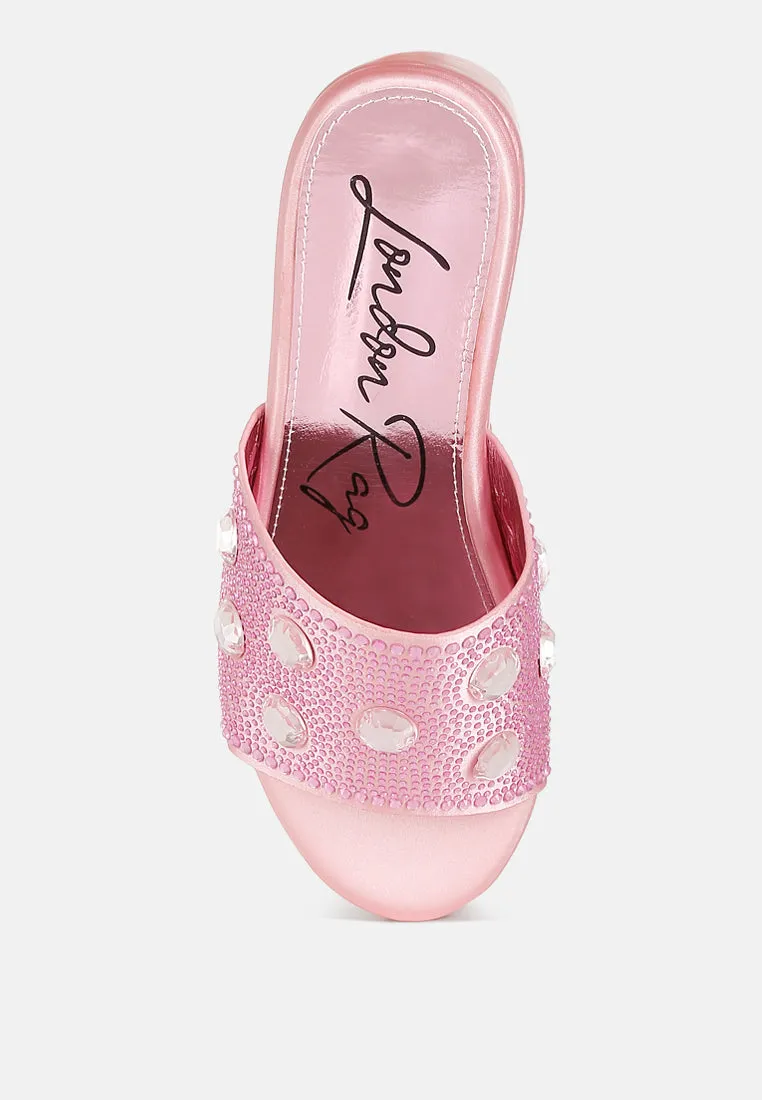 Diamante & Rhinestone Flatform Sandals by RUW