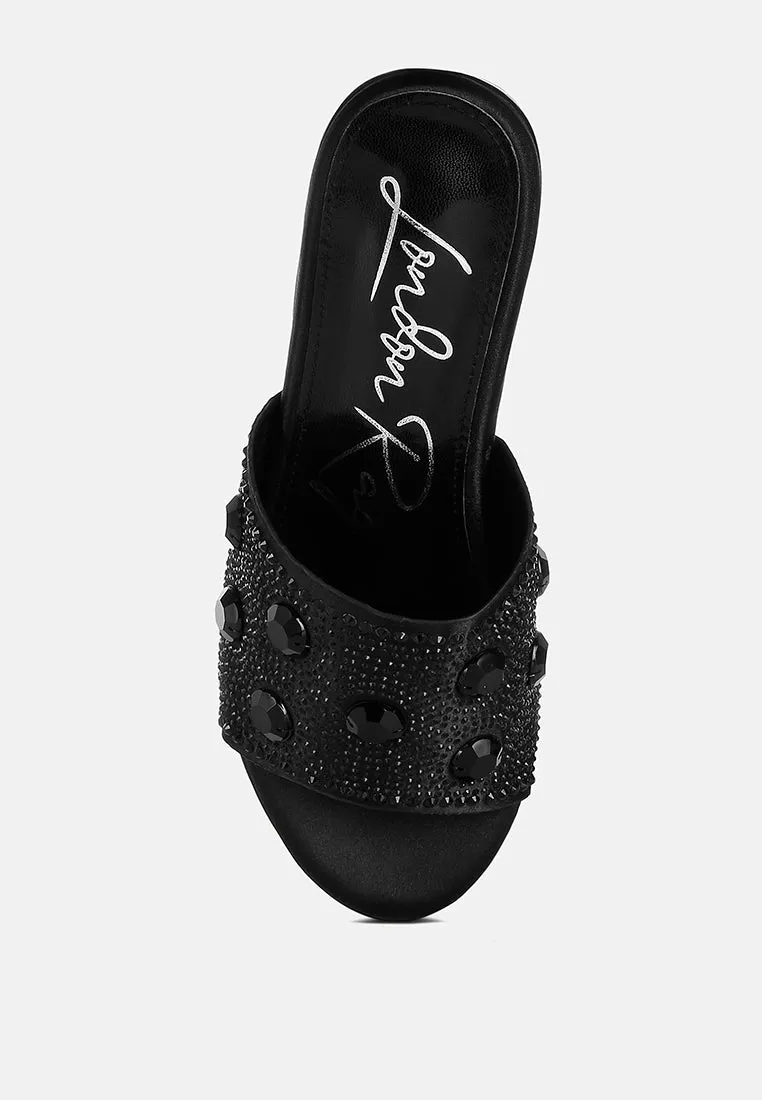 Diamante & Rhinestone Flatform Sandals by RUW
