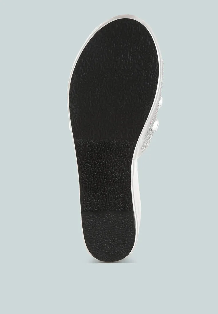 Diamante & Rhinestone Flatform Sandals by RUW