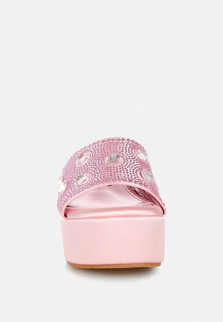Diamante & Rhinestone Flatform Sandals by RUW