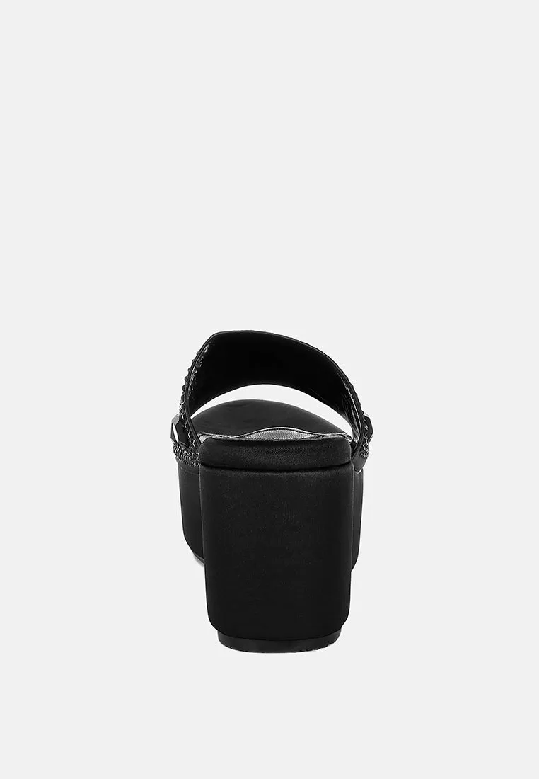 Diamante & Rhinestone Flatform Sandals by RUW