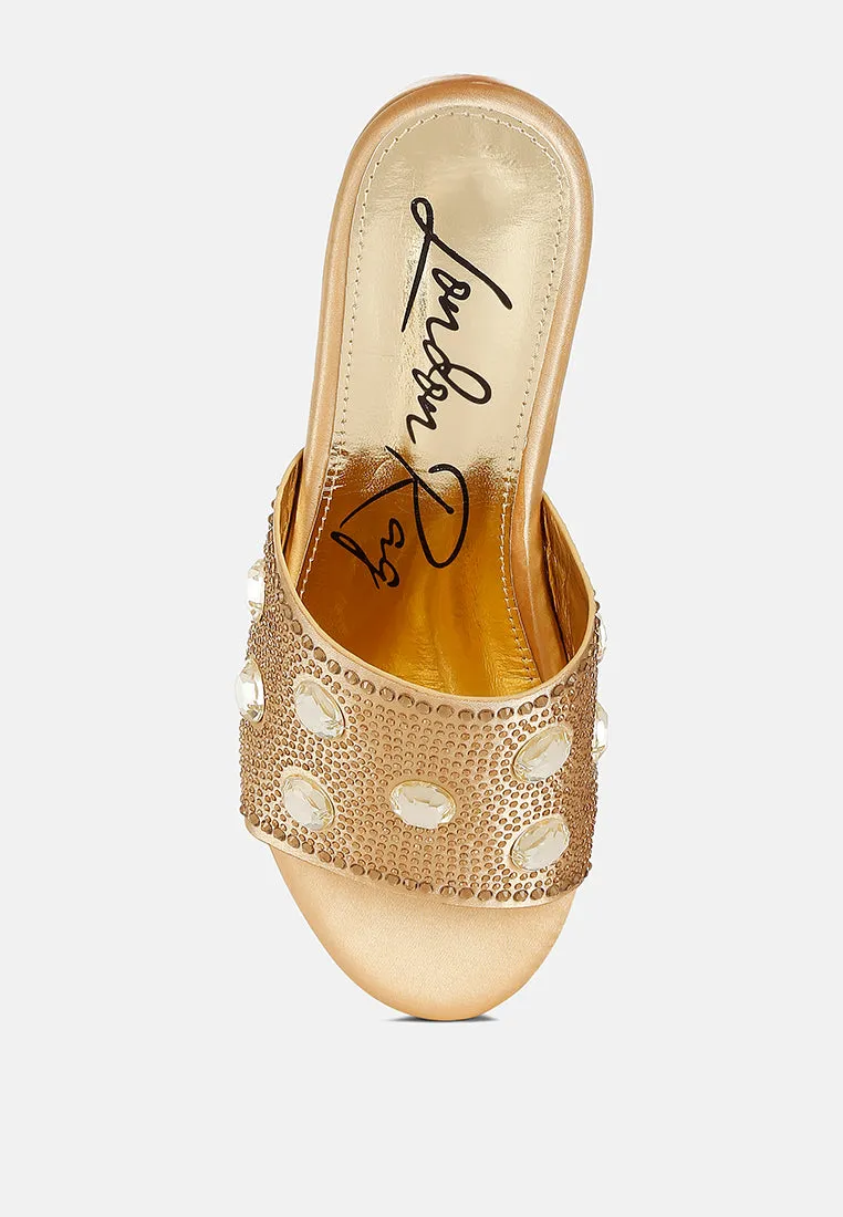 Diamante & Rhinestone Flatform Sandals by RUW