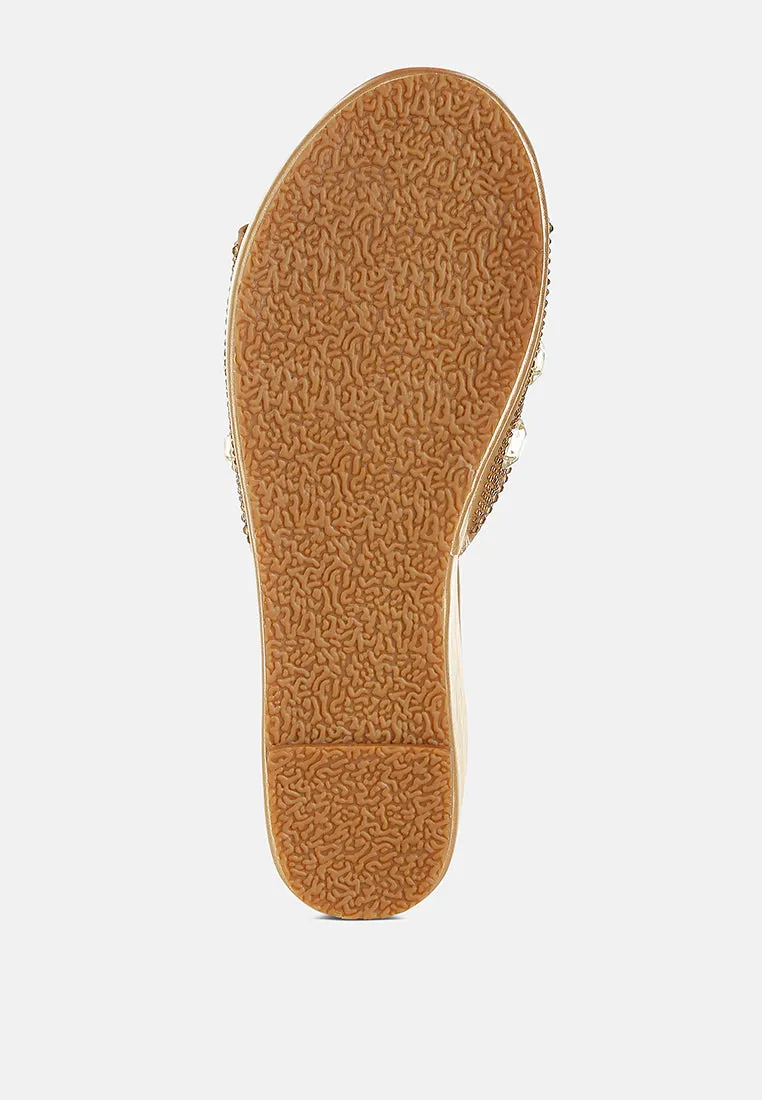 Diamante & Rhinestone Flatform Sandals by RUW