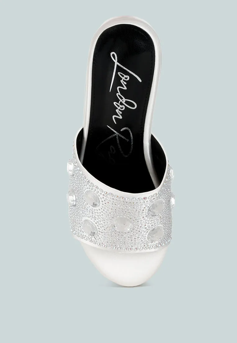 Diamante & Rhinestone Flatform Sandals by RUW