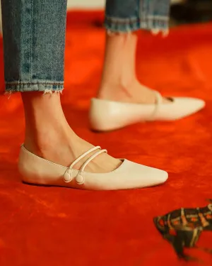 Double Strap Square Toe Mary Jane Flats