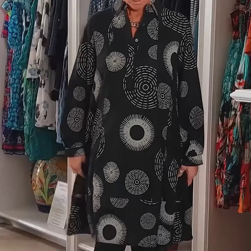 Elegant Printed Long Sleeve Dress