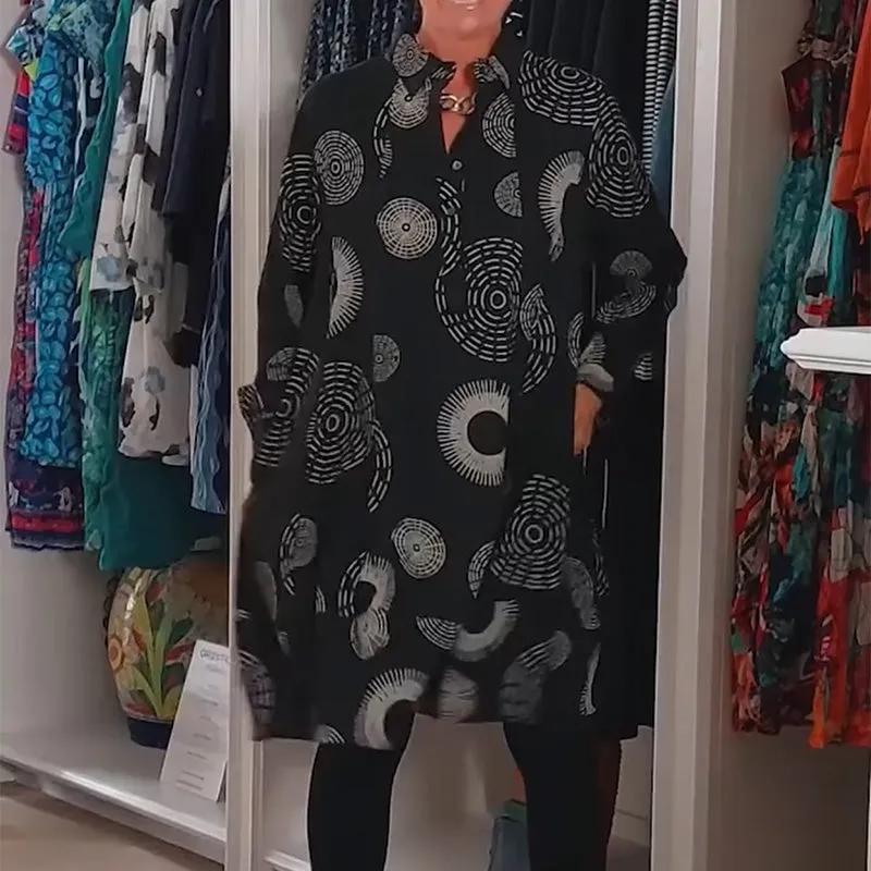 Elegant Printed Long Sleeve Dress