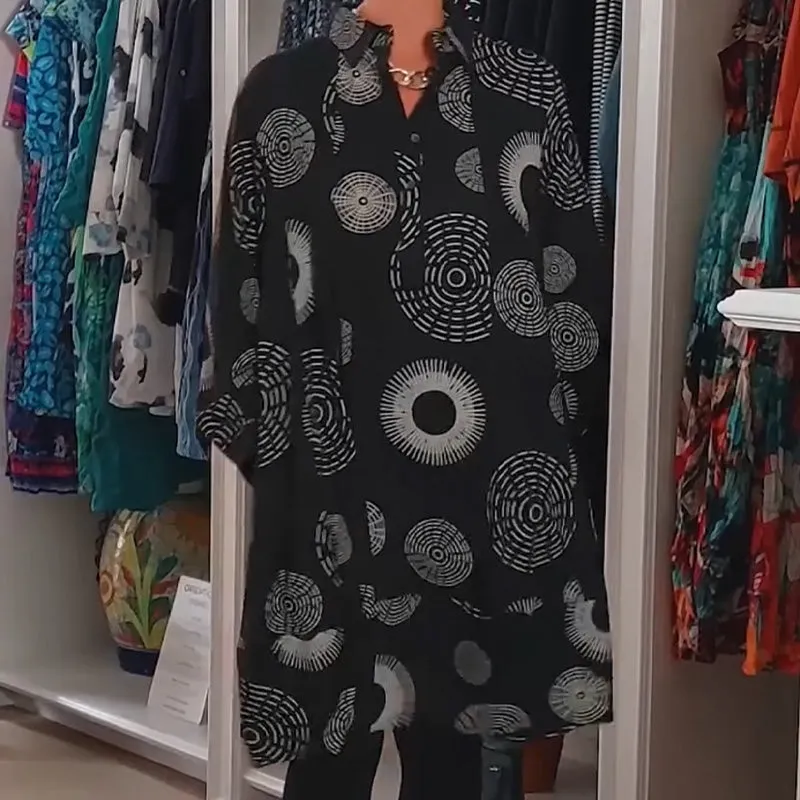 Elegant Printed Long Sleeve Dress
