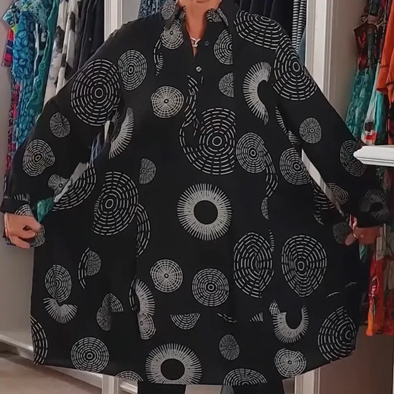 Elegant Printed Long Sleeve Dress