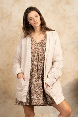 Exposed Seam Detail Chunky Sweater Cardigan